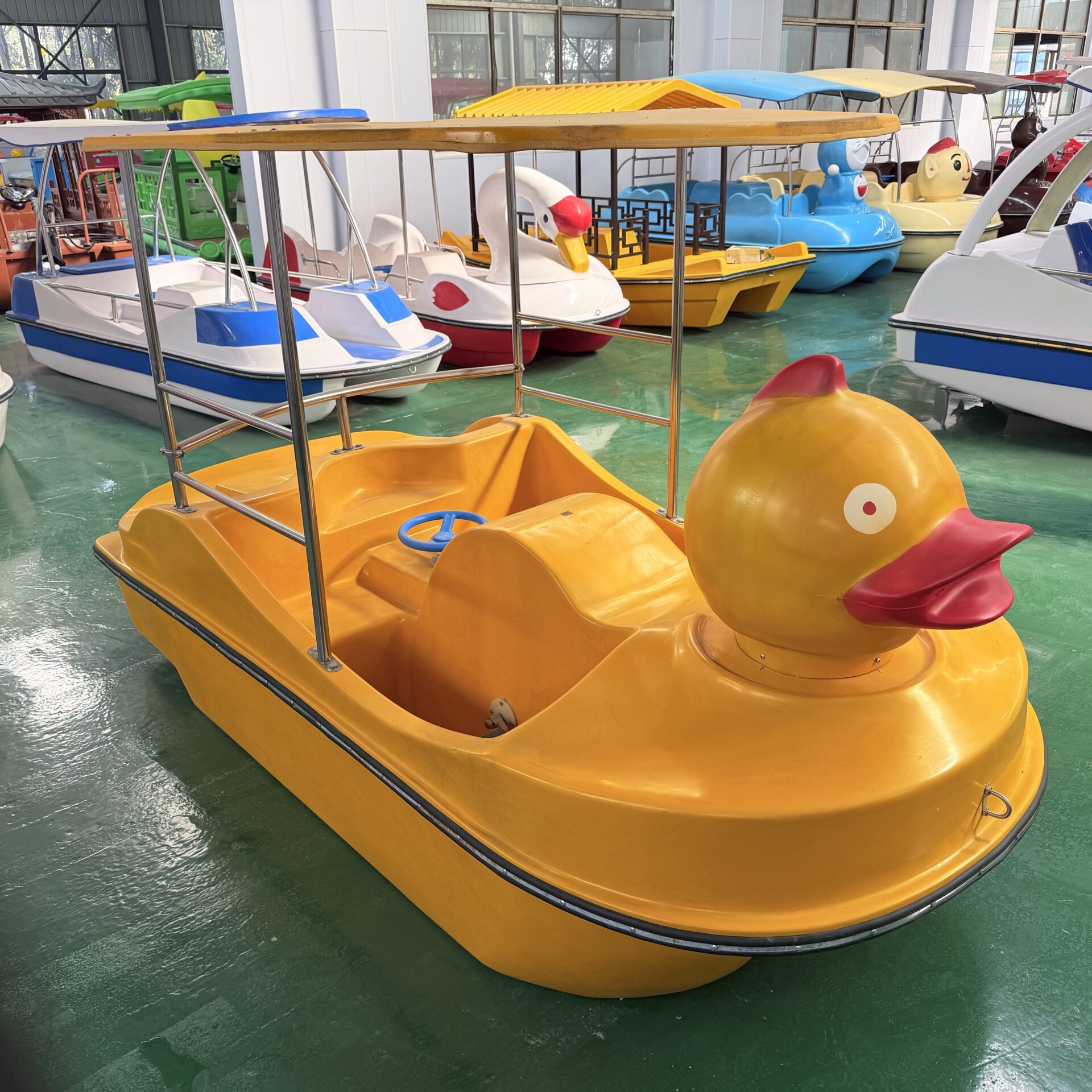 2 person fiberglass duck pedal boat